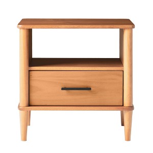 NicBex 15 inch Wide Nightstand with 1 Drawer,Side Table with Open Shelf and Wooden Legs,Bedside Table for Bedroom,Living Room,Black/Caramel/Walnut - 1 of 4