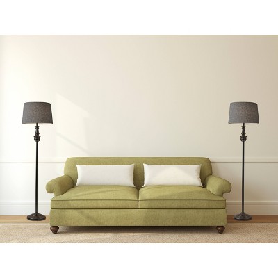 Elegant Charles 60" Black Metal Floor Lamp with Herringbone Shade