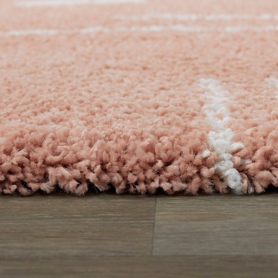 Sherpa Cozy Kids' Geometric Shag Area Rug, Pink 4' x 6'