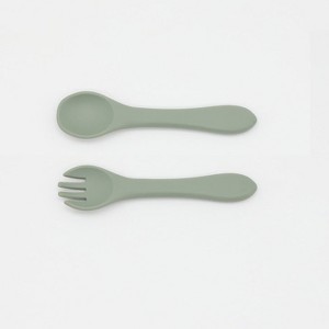 MyKids-USA Baby Food Grade Complementary Food Training Silicone Spoon Fork Sets - 1 of 4