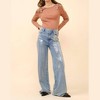 Women's Adelia Wide Leg Denim Sweatpants - Blue B - 4 of 4