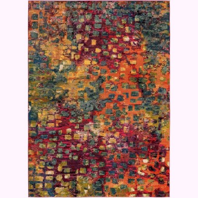 Colorful Abstract Rectangular Synthetic Indoor Area Rug