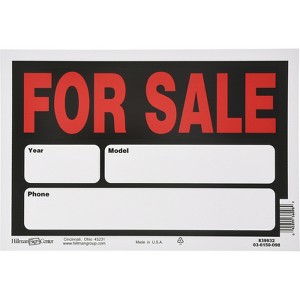 Hillman English Black Auto For Sale Sign 8 in. H X 12 in. W - Case of 6 - 1 of 1