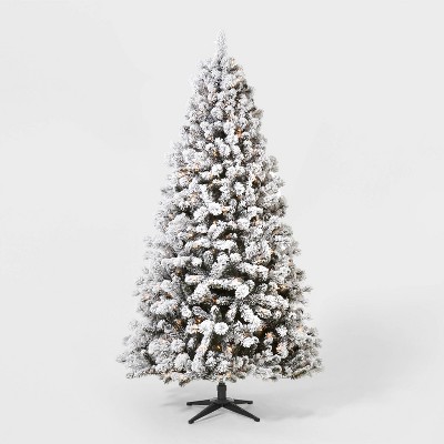 7ft Pre-Lit Flocked Douglas Fir Artificial Tree Clear Lights with AutoConnect - Wondershop™