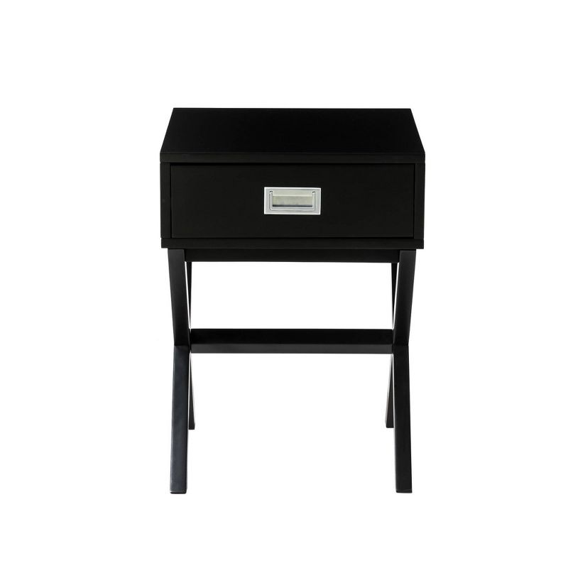 Wooden X-Leg End Table with 1 Drawer Black - Glitzhome, 6 of 8