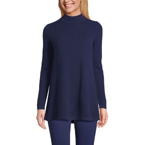Lands' End Women's Cashmere Mock Neck Swing Tunic Sweater - 1 of 4