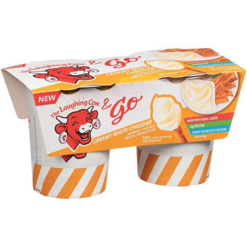 The Laughing Cow &#38; Go Creamy White Cheddar Dippable Cheese With Pretzel Breadsticks - 2ct, 3 of 5