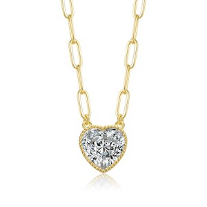 Guili Heart Bezel Set Solitaire Necklace with a Sparkling Clear CZ Stone, Adding a Touch of Romance, Grace, and Elegance to Every Fashion Style - 1 of 2