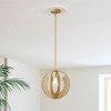 PAKOKULA 60-Watt 1 Light Ice Flower Gold Modern Pendant Light with Planetary ring decoration - 2 of 4