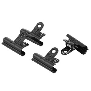 Unique Bargains Office Stationery Metal Documents Papers Clamps Binder Bulldog Clip Black 4pcs - 1 of 3