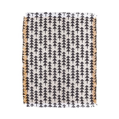 Alisa Galitsyna Linocut Forest Woven Throw Blanket - Deny Designs