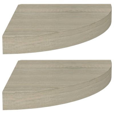 vidaXL Floating Corner Shelves 2 pcs Oak 9.8"x9.8"x1.5" MDF