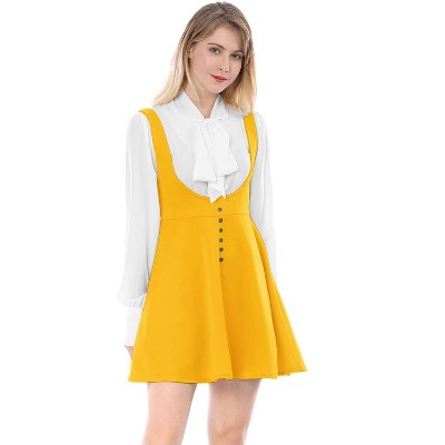 INSPIRE CHIC Women's Button Overalls Pinafore Suspenders Skirt
