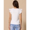 INSPIRE CHIC Women's Elegant Office Lace Trim V Neck Cap Sleeve Knit Blouse - 3 of 4