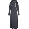 Women Long Sleeve Pullover Hoodie Dress Stripe Pocket Slim Sweatshirt Casual Maxi Dress - 2 of 4