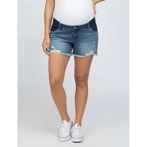 Women's Under the Belly  Cut Off Denim Maternity Short | Motherhood Maternity - 1 of 3