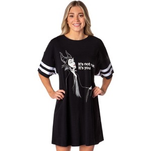 Disney Villains Womens' Maleficent It's You Nightgown Pajama Shirt Dress Black - 1 of 4