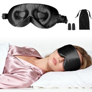 Unique Bargains 22 Momme Pure Silk Sleep Mask with Travel Pouch 1 Set - 1 of 4