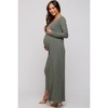 PinkBlush Olive Ribbed Sleeveless Dress Cardigan Maternity Set - 2 of 4