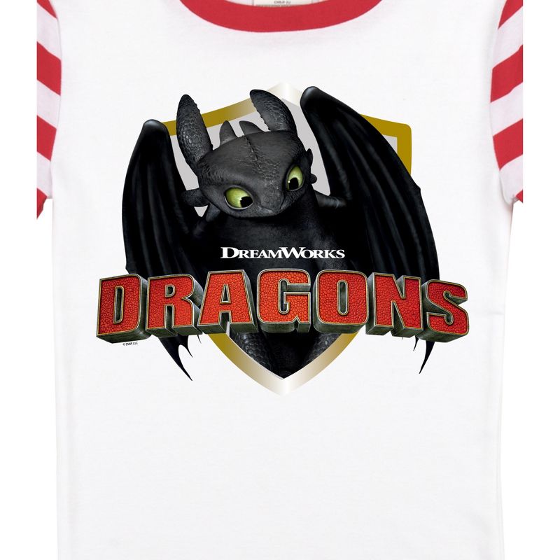 How To Train Your Dragon Toothless Short Sleeve Shirt & Red & White Striped Sleep Pajama Pants Set, 3 of 5