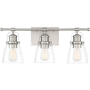 Possini Euro Design Kalen Modern Wall Light Brushed Nickel Hardwire 23 1/2" 3-Light Fixture Clear Glass Shade for Bedroom Bathroom Vanity Reading - 1 of 4