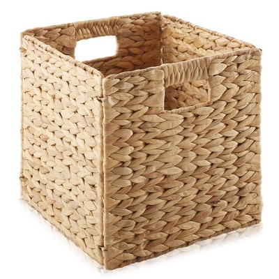 Natural Water Hyacinth Woven Storage Baskets with Handles, Set of 2