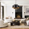 Rennnsan Wynleyne 19"W 7-Light Drum Gold Foile Industrial Dimmable Chandelier in Black - 2 of 4