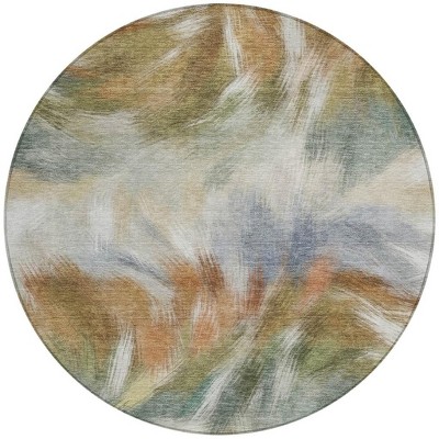 Beige And Copper Abstract Washable Indoor Outdoor Area Rug