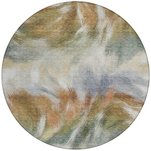 Beige And Copper Abstract Washable Indoor Outdoor Area Rug - 1 of 4