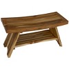 EcoDecors® Serenity® 35" Teak Wood Shower Bench with Shelf in EarthyTeak Finish - 2 of 4