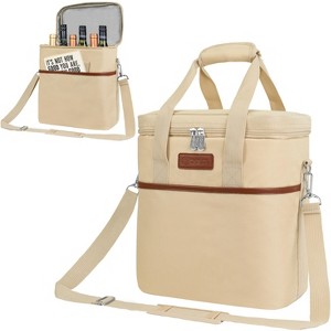 OPUX Wine Bag, 4,6 Bottle Cooler Insulated Tote Carrier Travel Picnic BYOB, Leakproof Padded Portable Party Christmas Gift - 1 of 4