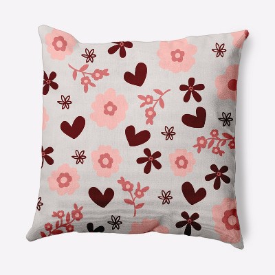 16"x16" Flowey Love Valentines Square Throw Pillow Gray - e by design