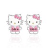 Sanrio Hello Kitty Brass Silver Plated Light Pink Crystal Enamel Hello Kitty Stud Earrings, Officially Licensed Authentic - 3 of 4