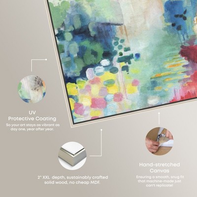 Colorful Abstract Canvas Wall Art with Silver Frame, 16" x 11"
