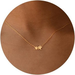 14K Gold Plated Dainty Necklace For Women: Softball/Volleyball/Sunflower/Bee/Butterfly Pendant, 16.5"+2" Ext Chain - 1 of 4