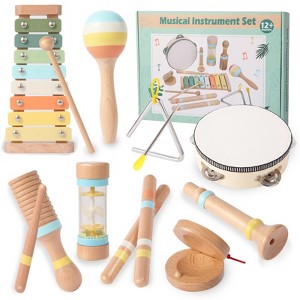 SUGIFT 9-Piece Toddler Music Instruments Set Beech Wood Percussion Instruments for Kids - 1 of 4