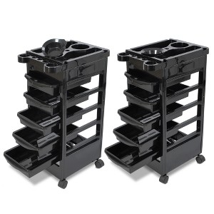 Byootique 2 Packs Salon Trolley Rolling Cart With 5 Trays Storage Beauty Salon Barber - 1 of 4