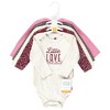 Hudson Baby Infant Girl Cotton Long-Sleeve Bodysuits, Little Love Flowers 5-Pack - 2 of 4