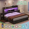 AMERLIFE Bed Frame with Drawers, LED, Bookcase Headboard, Charging, Shelves - 3 of 4