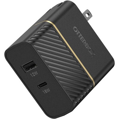 OtterBox USB-C and USB-A Dual Port Wall Charger, 30W Combined Fast Charge 30W - Black Shimmer (78-52547)