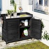 Outdoor 39" Potting Bench, Storage Cabinet Garden Shed with 2-Tier Shelves and Side Hook, Garden Workstation with Wood Frame-Coolbibila - 3 of 4