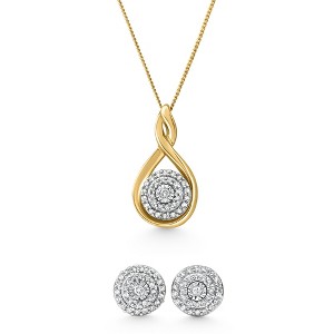 Pompeii3 Diamond Pendant Earring Set Yellow Gold - 1 of 4
