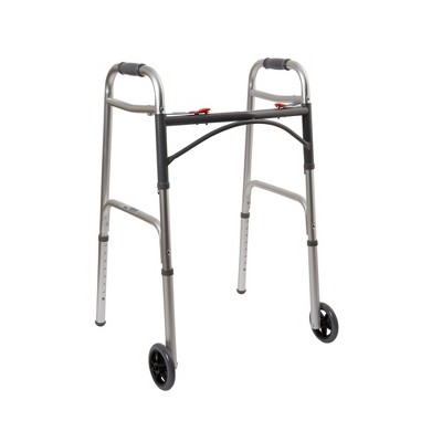 McKesson Walker with Wheels, Folding Rolling Walker - 350 lbs Capacity, 1  Count