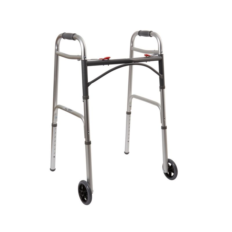 McKesson Walker with Wheels, Folding Rolling Walker - 350 lbs Capacity, 1 Count, 1 of 6