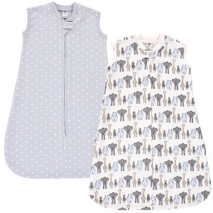 Hudson Baby Infant Boys Premium Quilted Sleeveless Sleeping Bag and Wearable Blanket, Royal Safari - 1 of 3