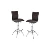 HomeRoots Set of Two Brown and Silver Metal and Faux Leather Low Back Adjustable Height Bar Chairs - 4 of 4
