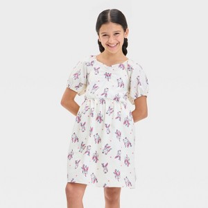 Girls' Pokemon Sylveon Ruched Neckline All Over Print Dress - Ivory - 1 of 3