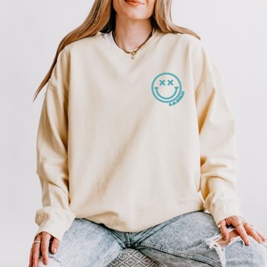 Simply Sage Market S.W.Smiley Embroidered Simple Wink Bold Lightweight Garment Dyed Sweatshirt - 1 of 4