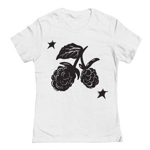 Rerun Island Women's Berries Stars Short Sleeve Graphic Cotton T-Shirt - White XL - 1 of 4