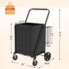 NAYSAYE Foldable Shopping Dolly Heavy Duty Utility Cart with Double Basket for Groceries and Laundry, Antique Black, 24.6"*21.25"*40.15" - 3 of 4